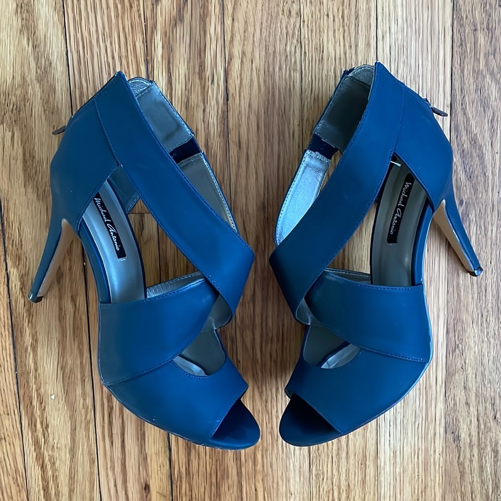 Navy Blue Heeled Sandals